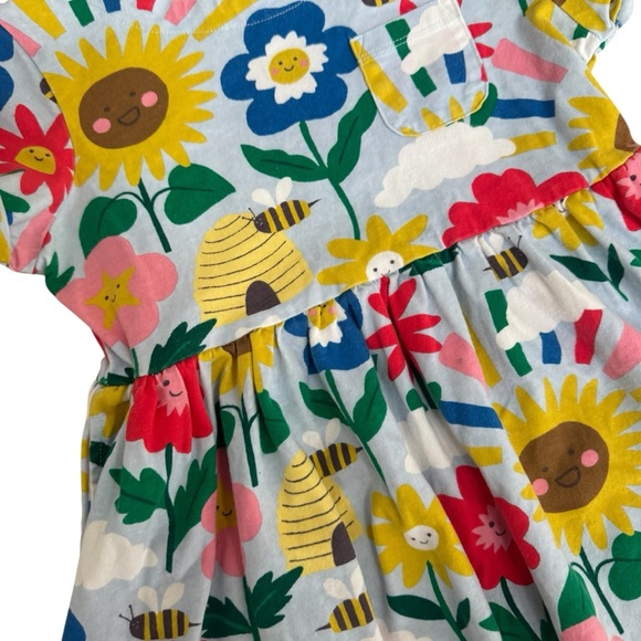 Mini Boden Floral and Bee Print Short Sleeve Cotton Jersey Dress size 7/8 - Picture 5 of 11